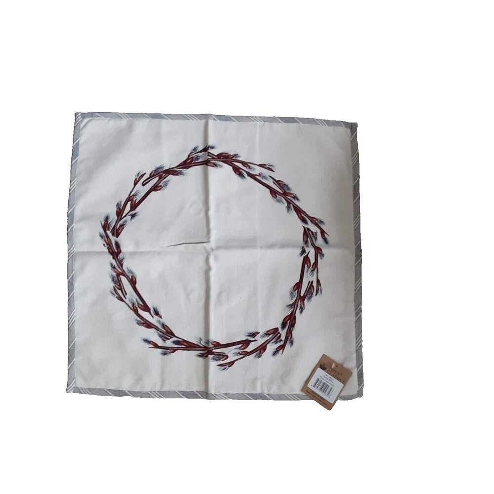 NWT Piper Classics gray cream Spring Willow pillow cover 18X18 100% cotton